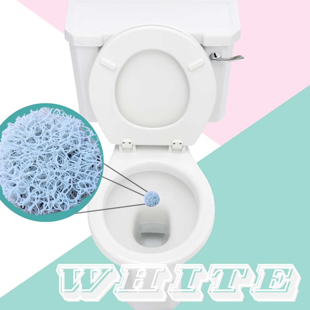Close-up of the white Pee Patch in a toilet, demonstrating its durable, mould-resistant surface designed to reduce splashback and mess.