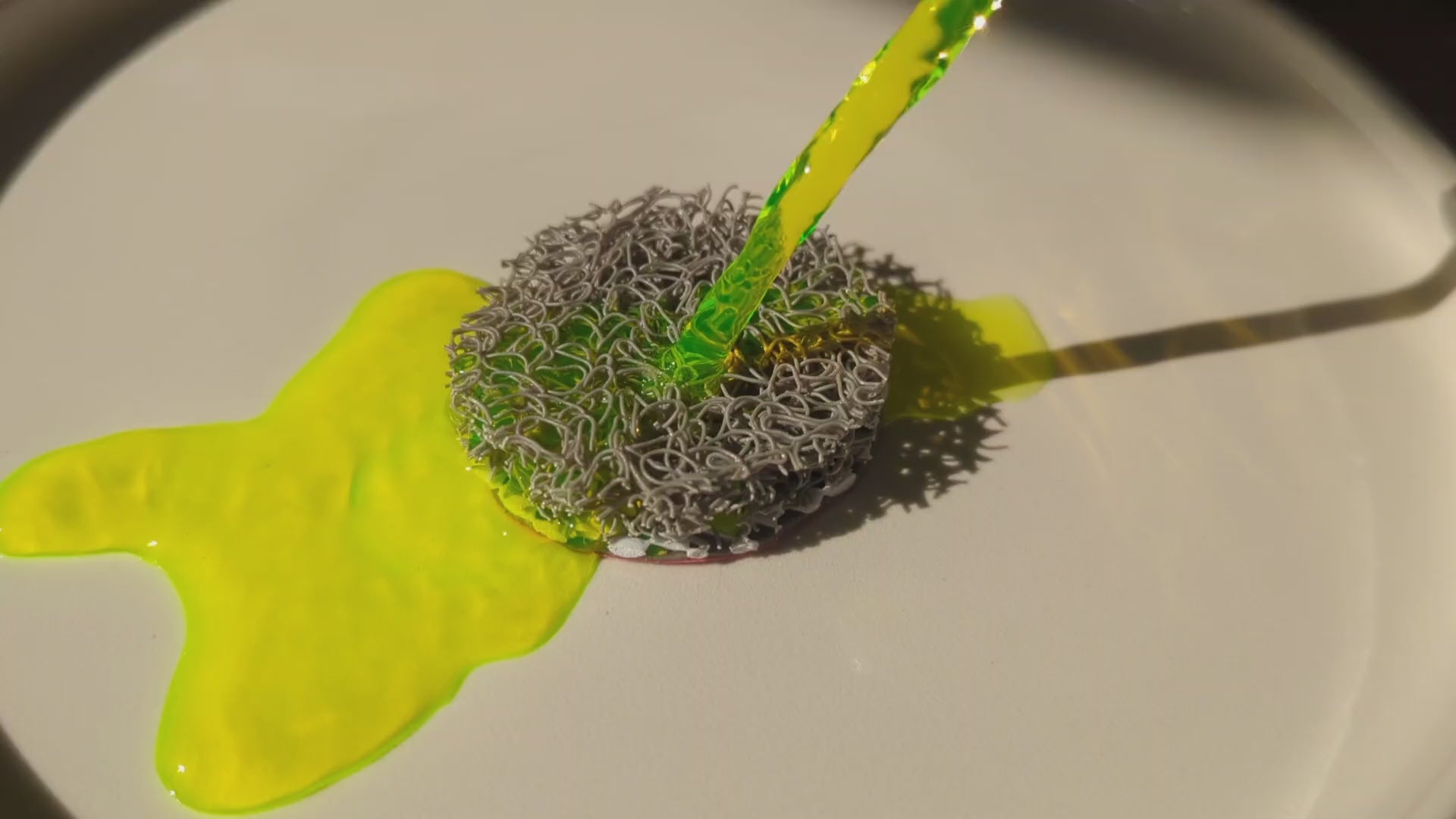 A close up of the pee patch showcasing its absorbing properties and how it stops splashing