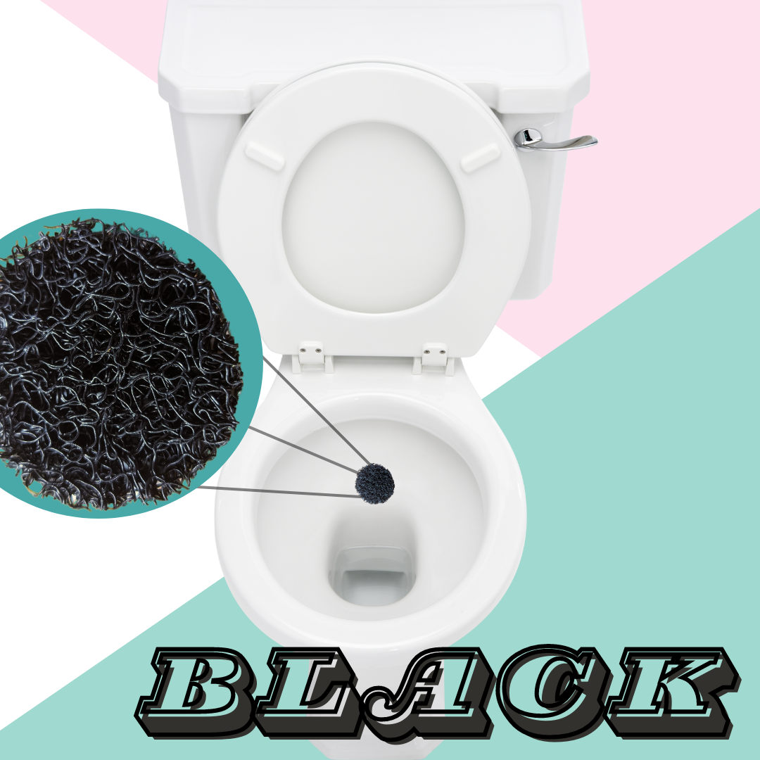 Close-up of the black Pee Patch in a toilet, demonstrating its durable, mould-resistant surface designed to reduce splashback and mess.