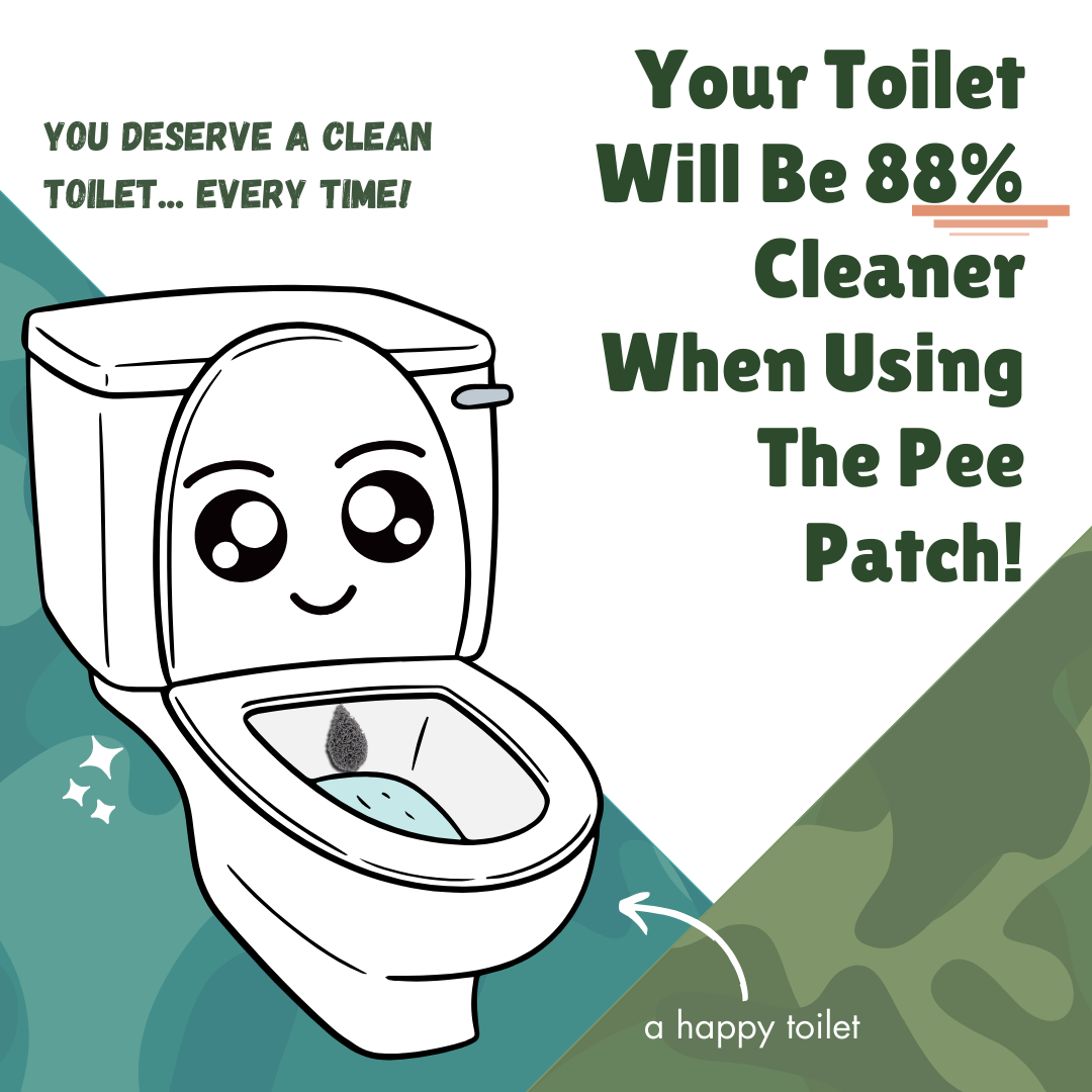 Close-up of the Pee Patch in a toilet, demonstrating its durable, mould-resistant surface designed to reduce splashback and mess.